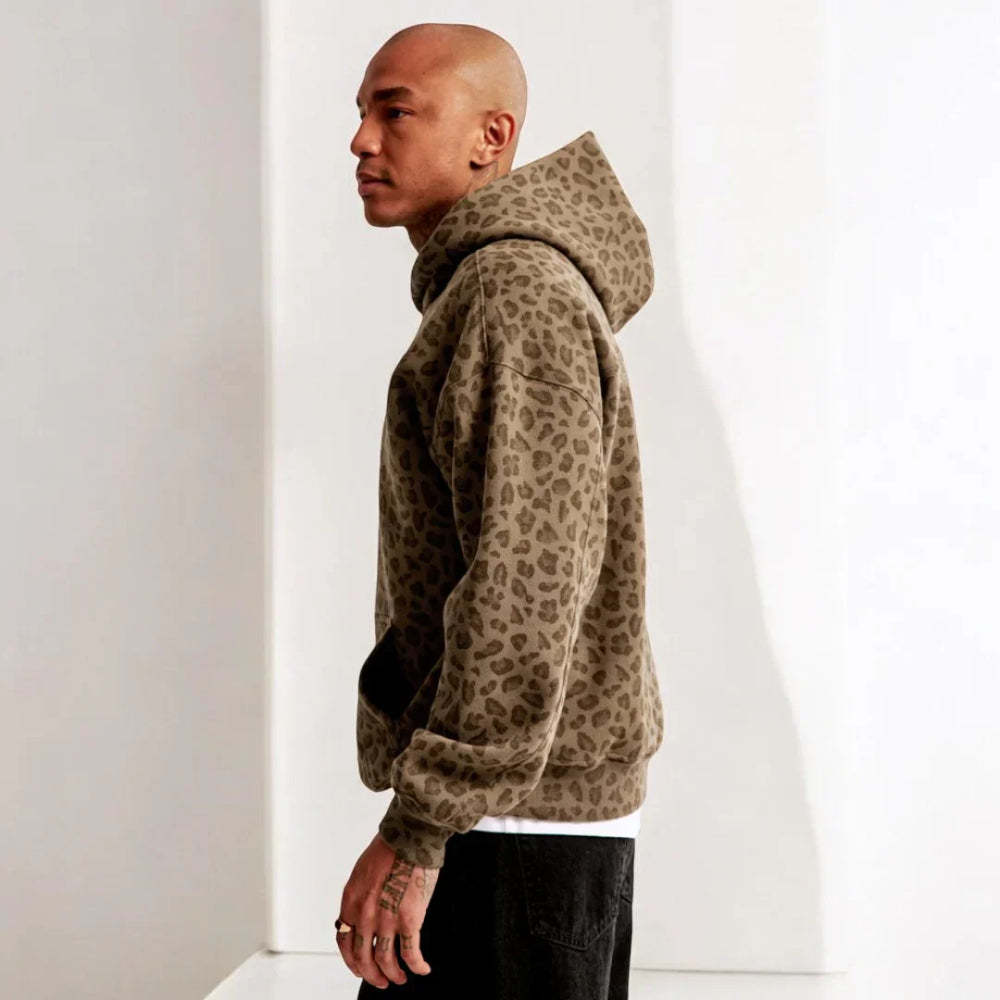 Printed Pullover Hoodie With Kangaroo Pocket