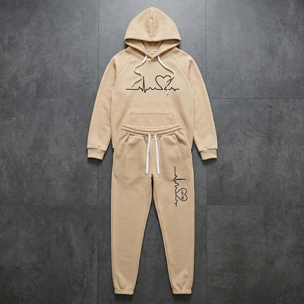 Long Sleeve Hooded Pullover With Pocket And Jogger Set For Women