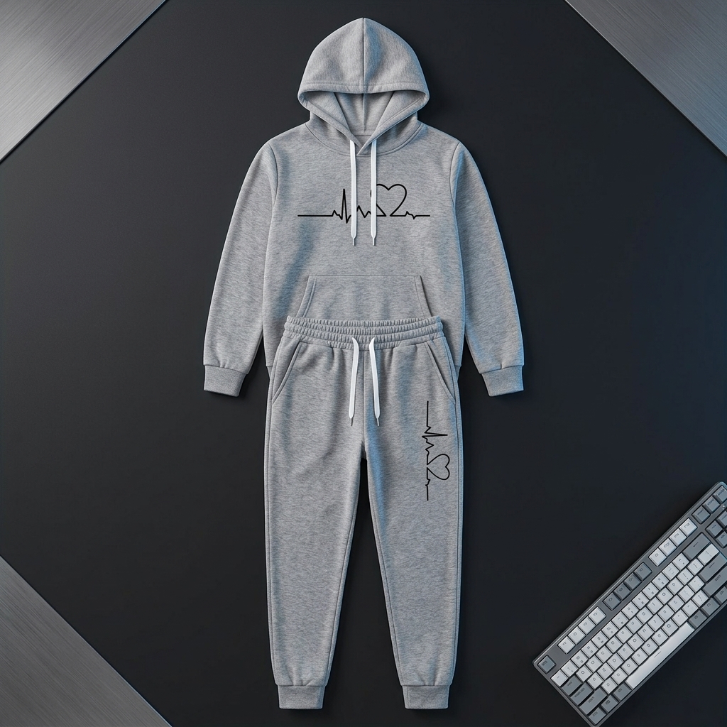 Long Sleeve Hooded Pullover With Pocket And Jogger Set For Women