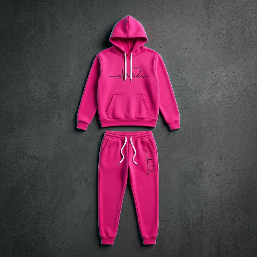 Long Sleeve Hooded Pullover With Pocket And Jogger Set For Women