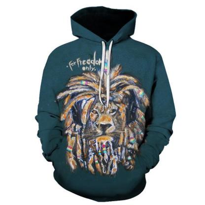 Freedom Lion 3D Sweatshirt Hoodie Pullover-My 3D Hoodie