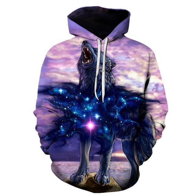 Wolf Star Heart 3D Sweatshirt Hoodie Pullover-My 3D Hoodie