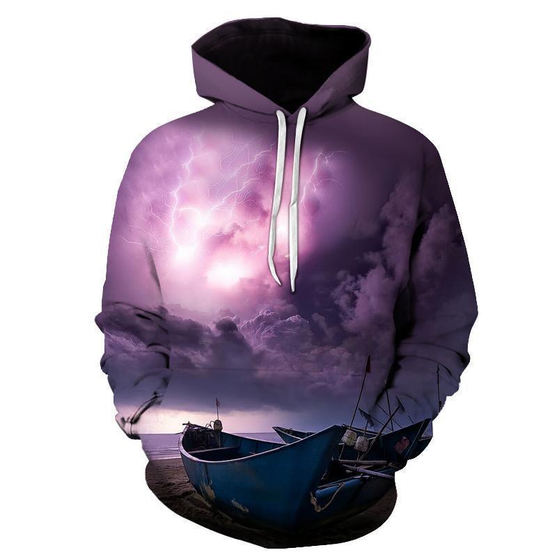 Purple Lightning Boat 3D Sweatshirt Hoodie Pullover-My 3D Hoodie