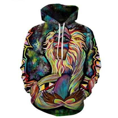 Meditating Rafiki Monkey 3D Hoodie Sweatshirt Pullover-My 3D Hoodie