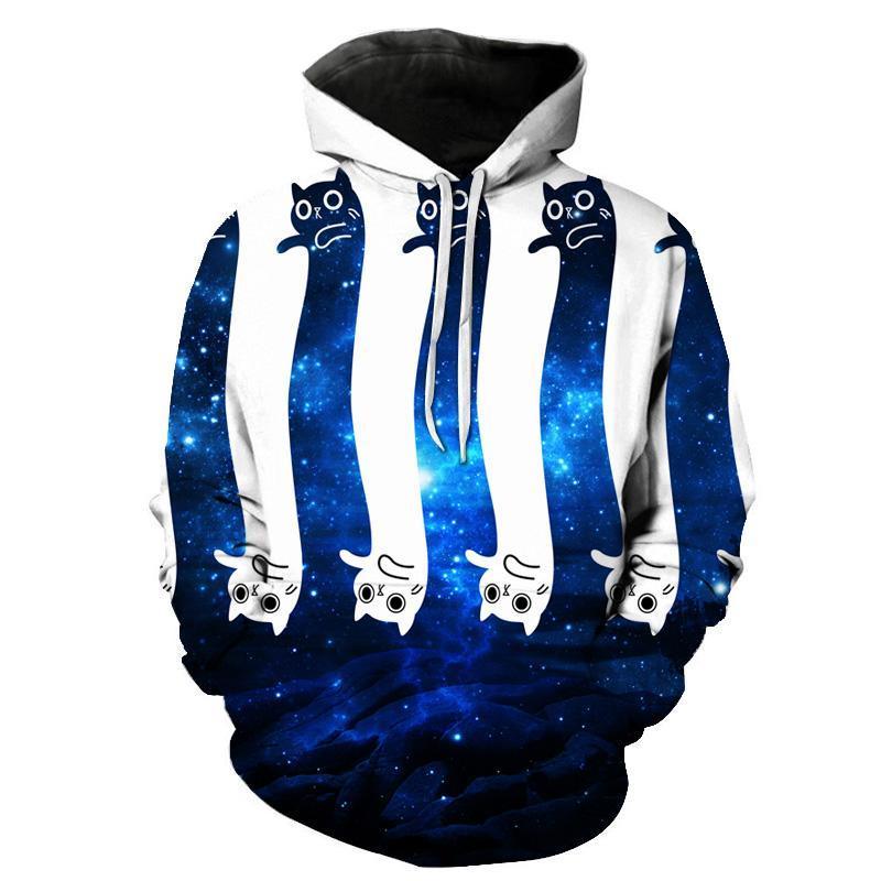 Blue Space Cat 3D Sweatshirt Hoodie Pullover-My 3D Hoodie
