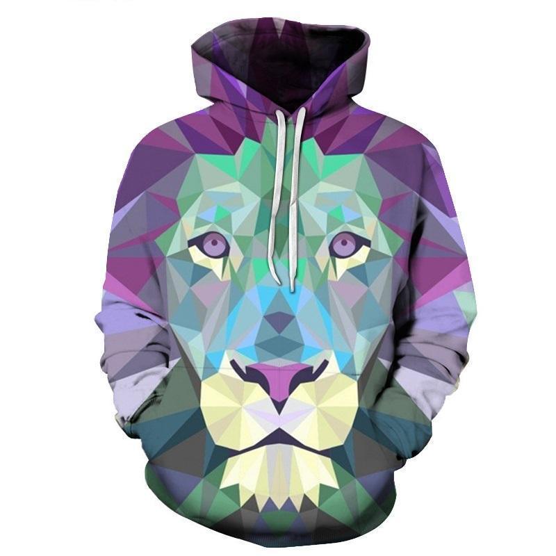Purple Diamond Lion 3D Sweatshirt Hoodie Pullover-My 3D Hoodie