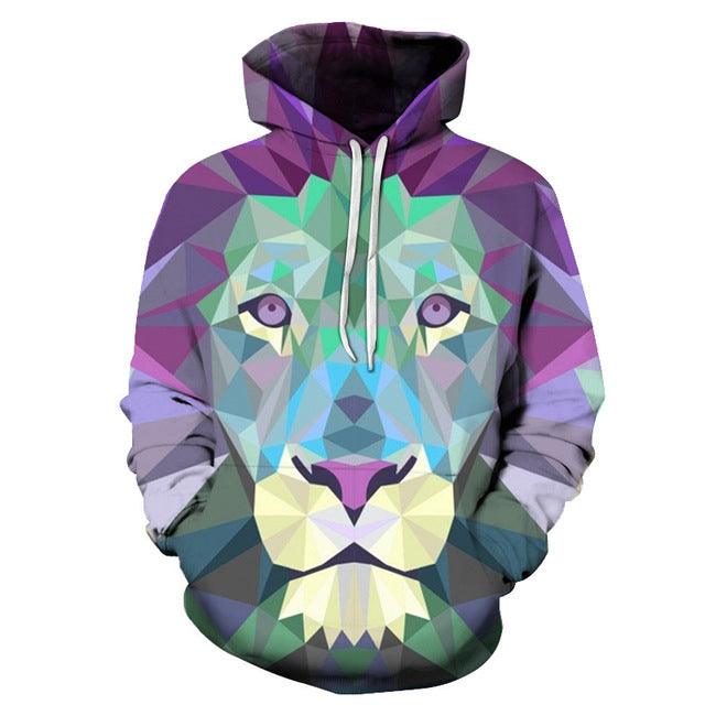 Purple Diamond Lion 3D Sweatshirt Hoodie Pullover-My 3D Hoodie