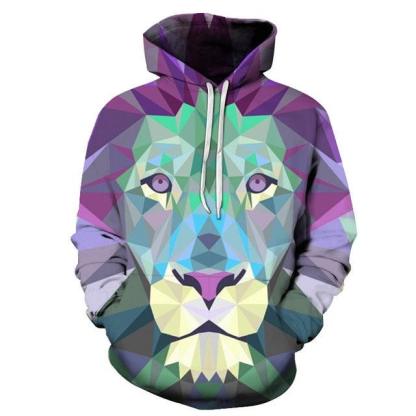 Purple Diamond Lion 3D Sweatshirt Hoodie Pullover-My 3D Hoodie