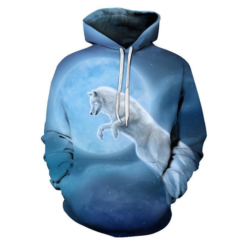 White Wolf Blue Moon 3D Sweatshirt Hoodie Pullover-My 3D Hoodie