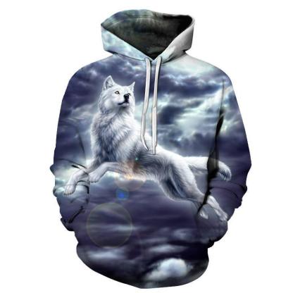 Gray Wolf 3D Sweatshirt Pullover Hoodie-My 3D Hoodie
