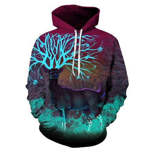 Neon Deer 3D Sweatshirt Hoodie Pullover-My 3D Hoodie