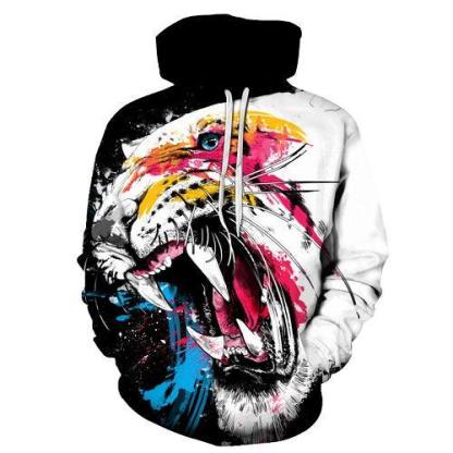 Color Splash Growling Tiger 3D Sweatshirt Hoodie Pullover-My 3D Hoodie