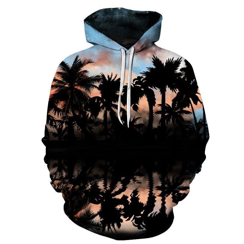 Palm Tree Sunset 3D Hoodie Sweatshirt Pullover-My 3D Hoodie