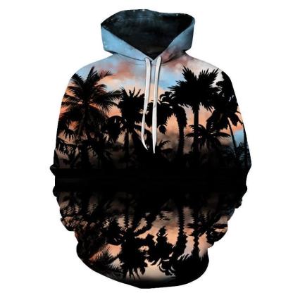 Palm Tree Sunset 3D Hoodie Sweatshirt Pullover-My 3D Hoodie