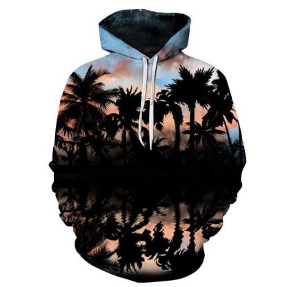 Palm Tree Sunset 3D Hoodie Sweatshirt Pullover-My 3D Hoodie