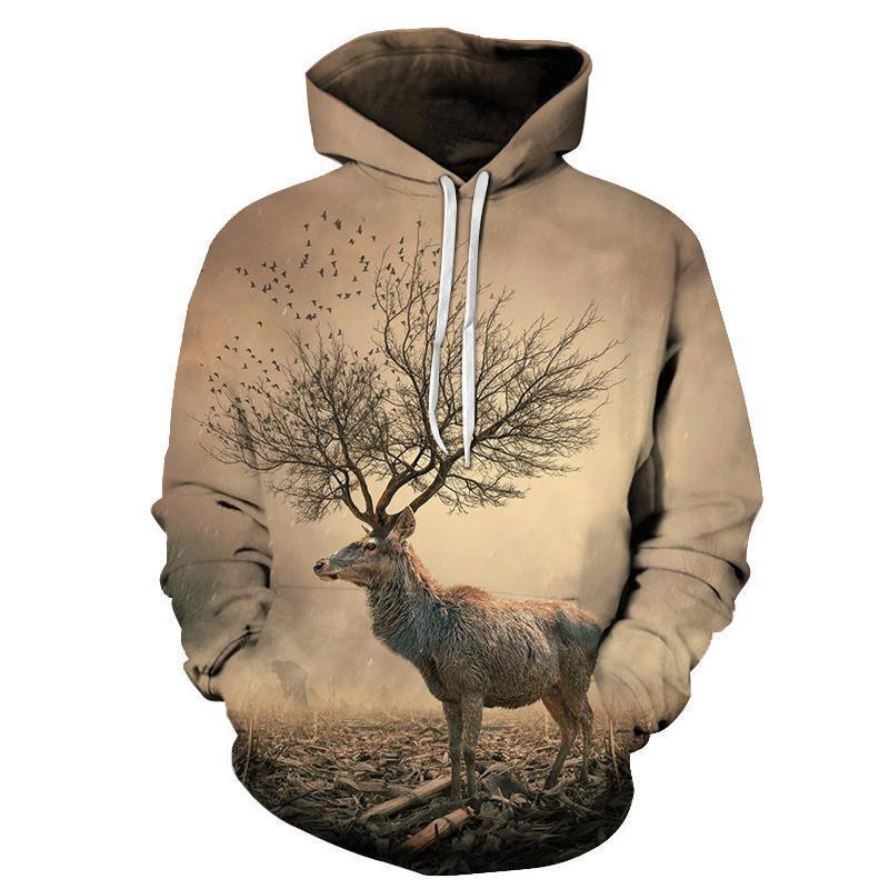 Deer Tree 3D Sweatshirt Hoodie Pullover-My 3D Hoodie
