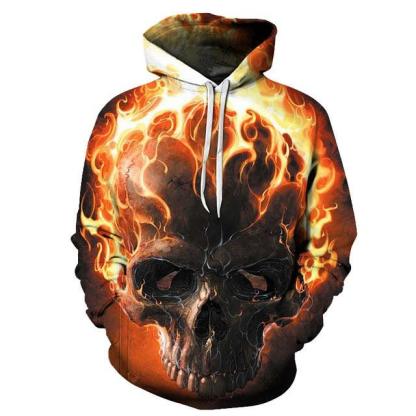 Fire Skull 3D Sweatshirt Hoodie Pullover-My 3D Hoodie