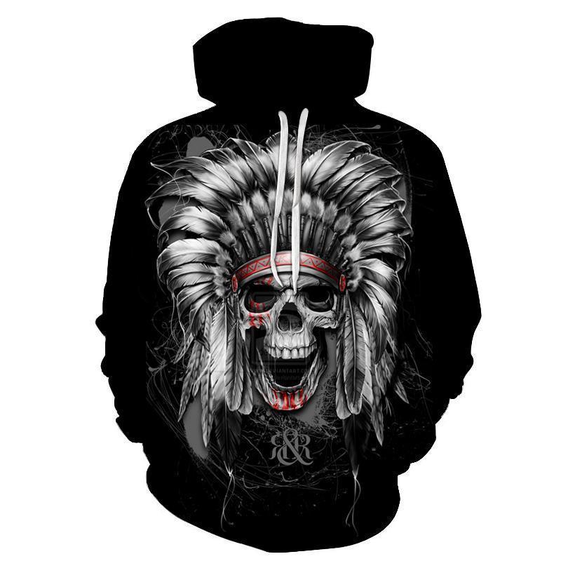 Indian Skull 3D Sweatshirt, Hoodie, Pullover-My 3D Hoodie