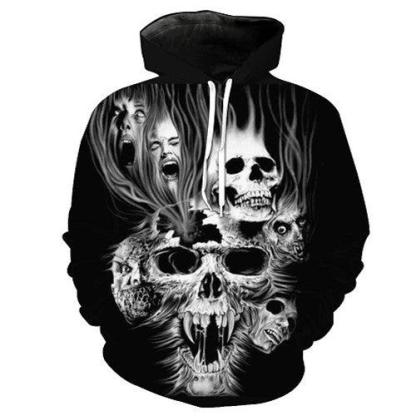 Screaming Skull 3D Sweatshirt Hoodie Pullover-My 3D Hoodie