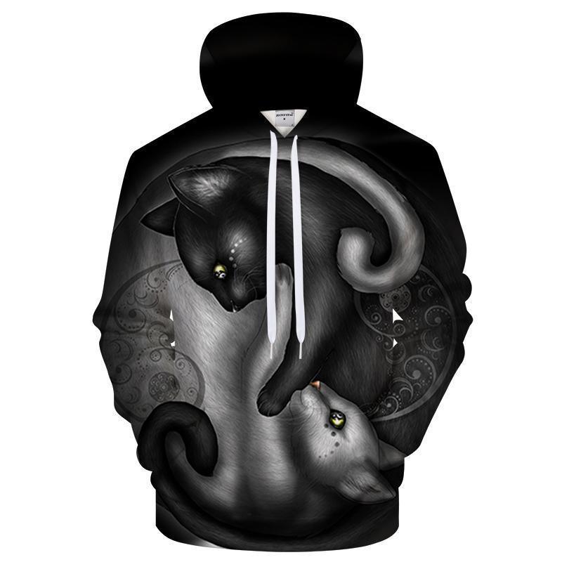 Ying Yang Cat Sweatshirt Hoodie Pullover-My 3D Hoodie
