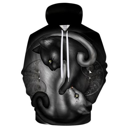 Ying Yang Cat Sweatshirt Hoodie Pullover-My 3D Hoodie