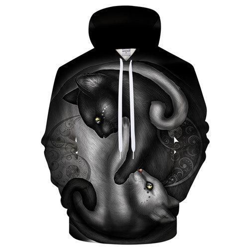 Ying Yang Cat Sweatshirt Hoodie Pullover-My 3D Hoodie