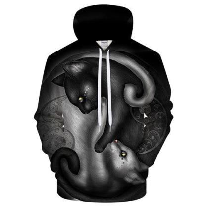 Ying Yang Cat Sweatshirt Hoodie Pullover-My 3D Hoodie