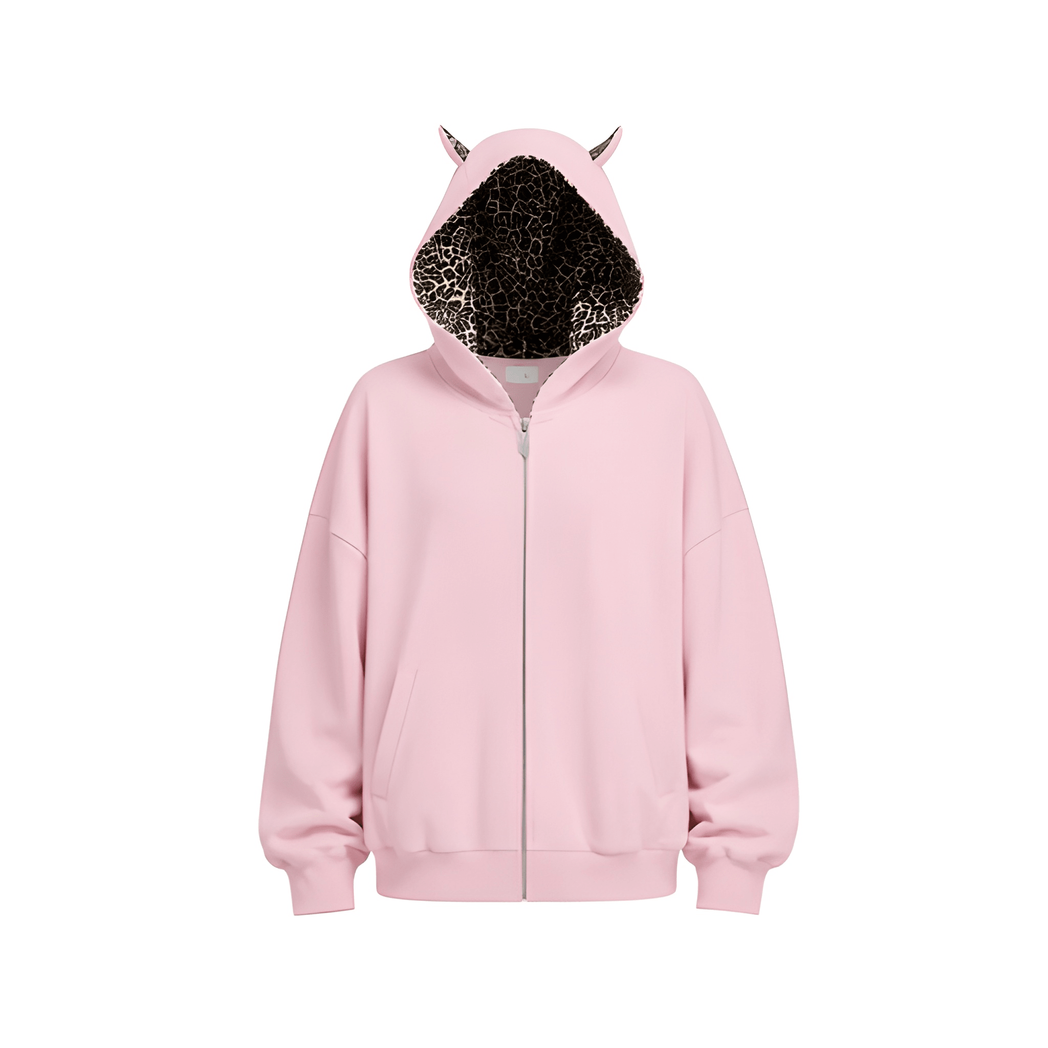 Leopard Print Oversized Cropped Zip Up Hoodie