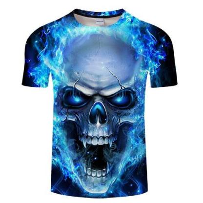 Blazing Skull T-shirt-My 3D Hoodie