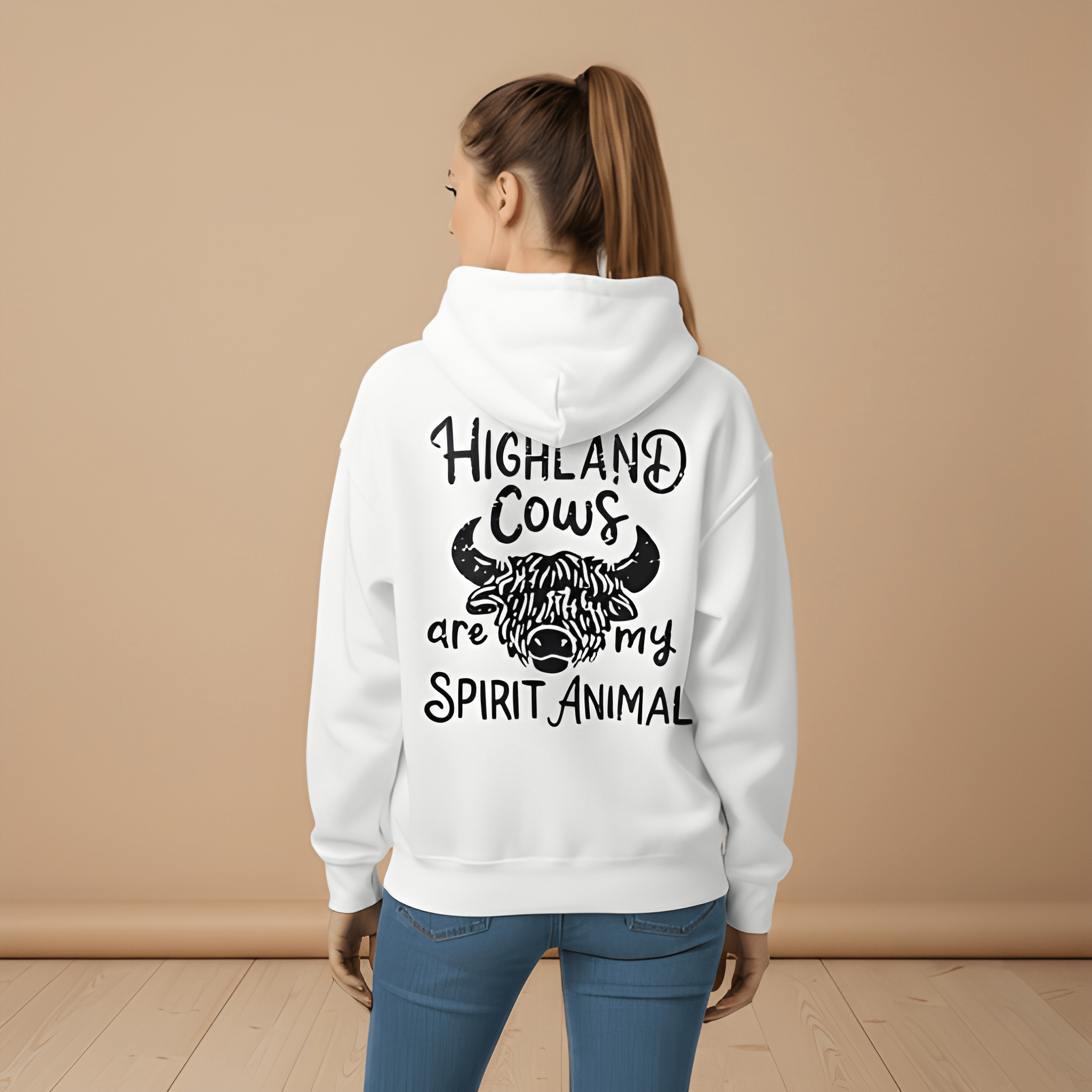 Oversized Highland Cow Graphic Hoodie