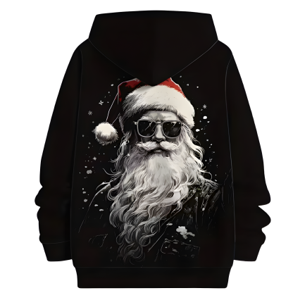 Men Casual Santa Claus Print Hoodie