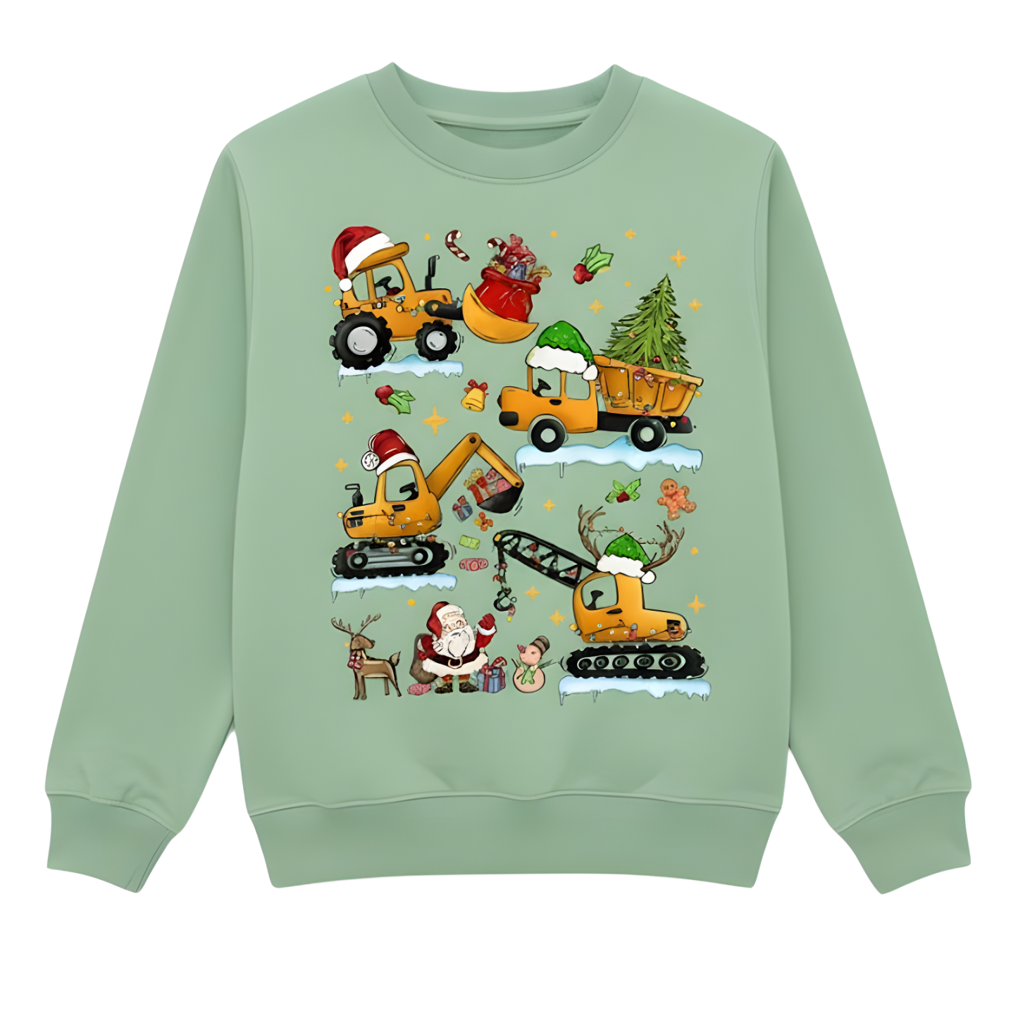 Christmas Excavator Tree Print Sweatshirt For Boys