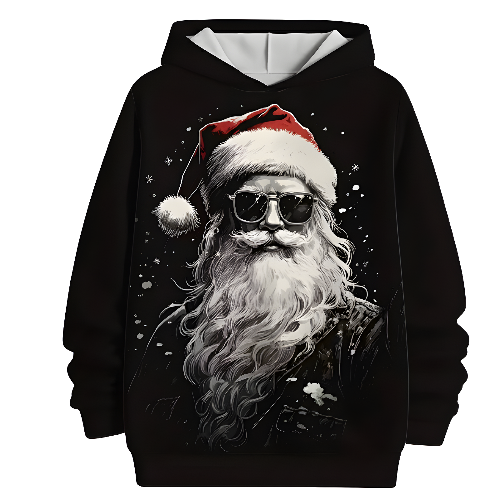 Santa Claus Print Hoodie With Graphic Design For Men