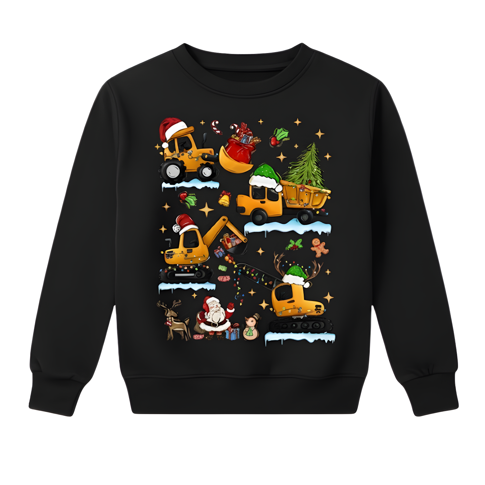 Christmas Excavator Tree Printed Sweatshirt For Boys