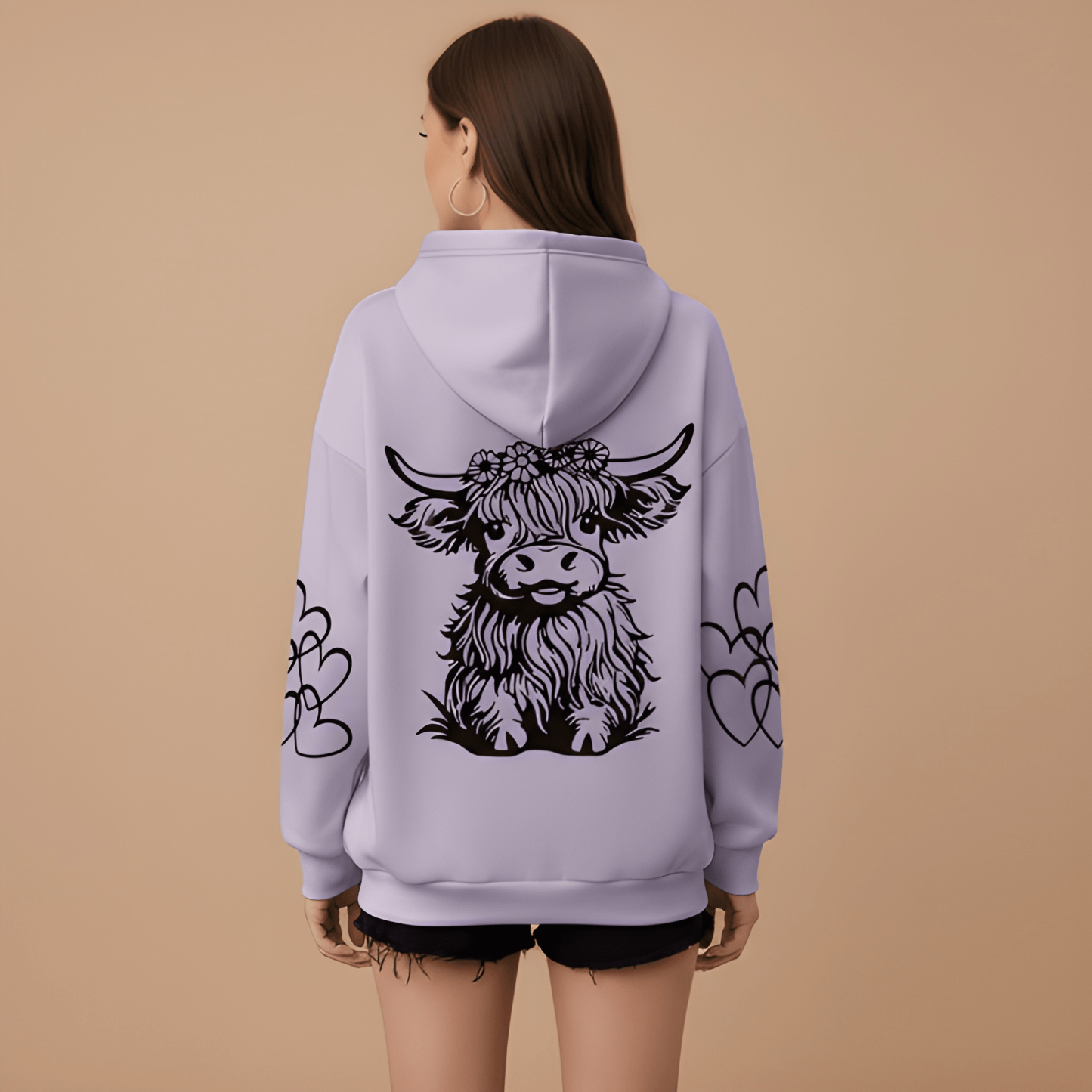 Cow Print Plus Size Kangaroo Pocket Hoodie