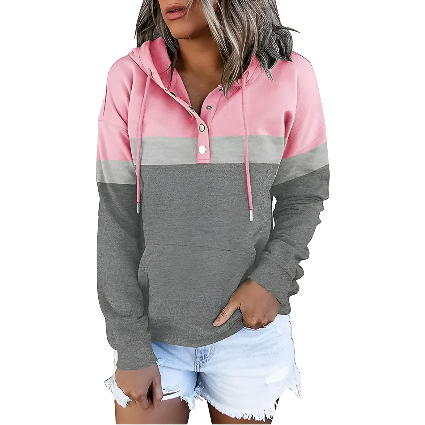 Casual Long Sleeve Sweatshirt With Drawstring Hood For Women