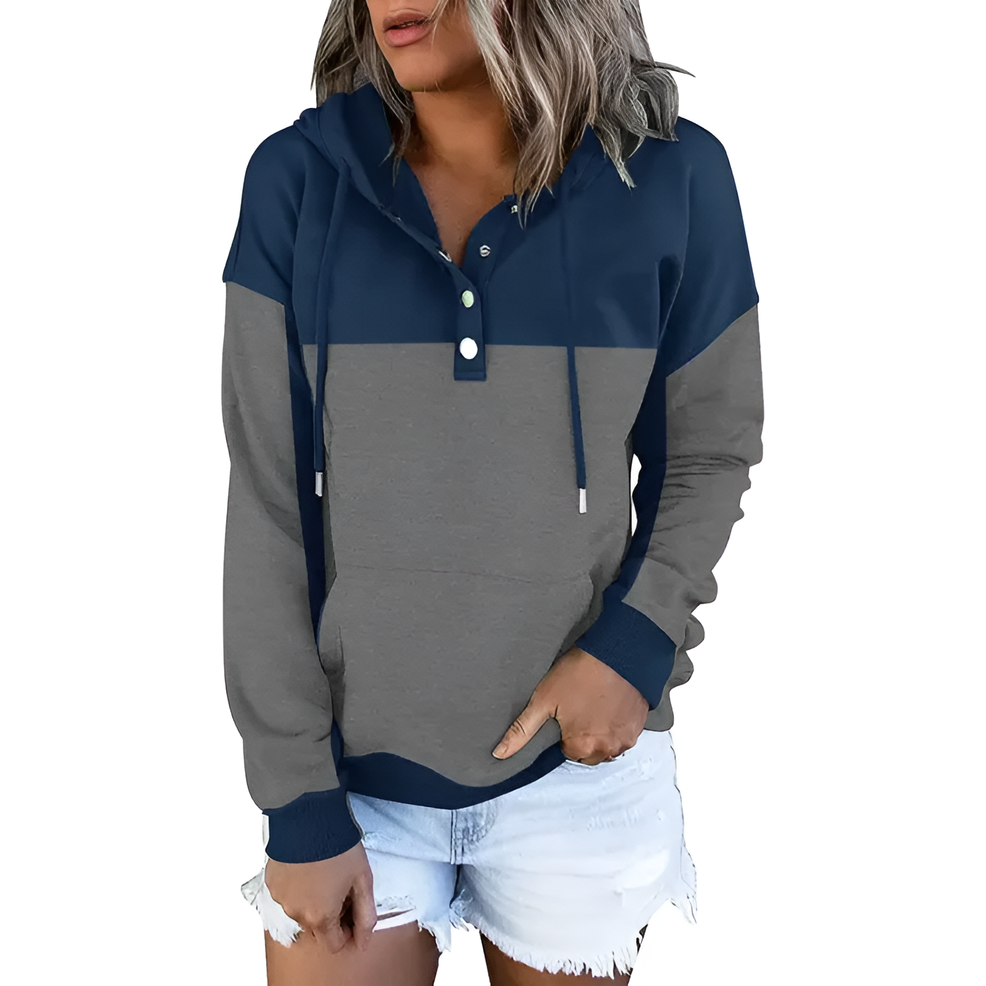 Casual Long Sleeve Sweatshirt With Drawstring Hood For Women