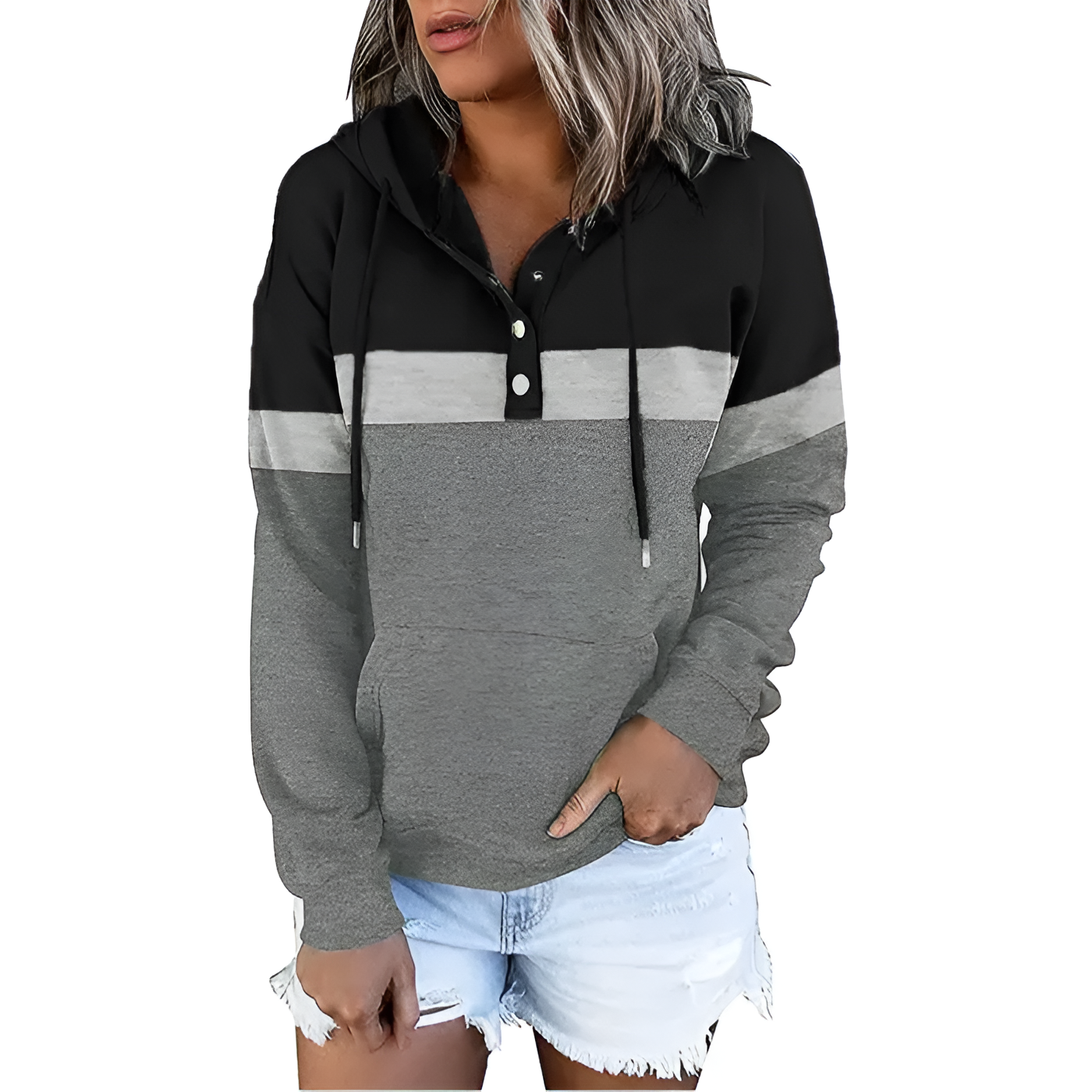 Casual Long Sleeve Sweatshirt With Drawstring Hood For Women