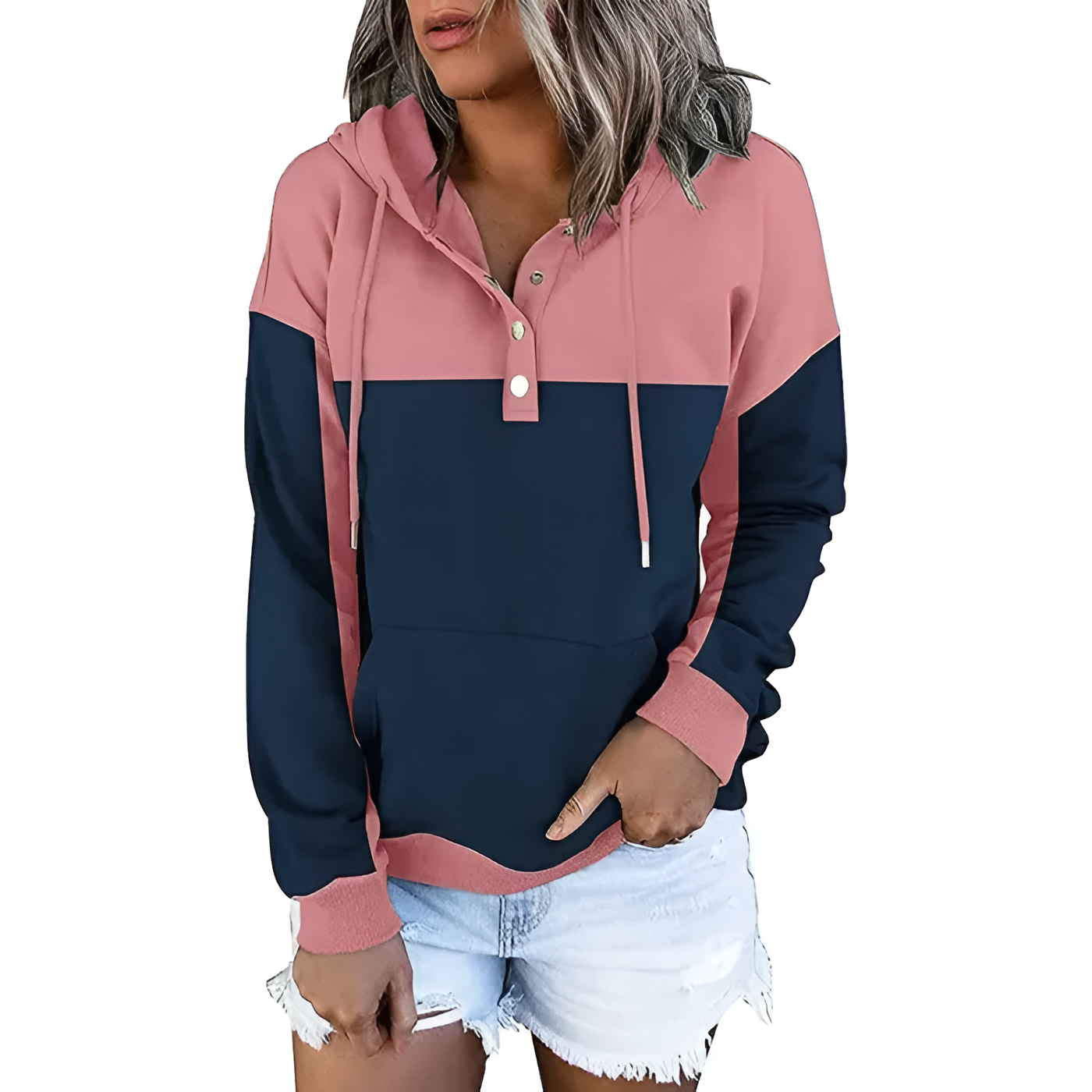 Casual Long Sleeve Sweatshirt With Drawstring Hood For Women