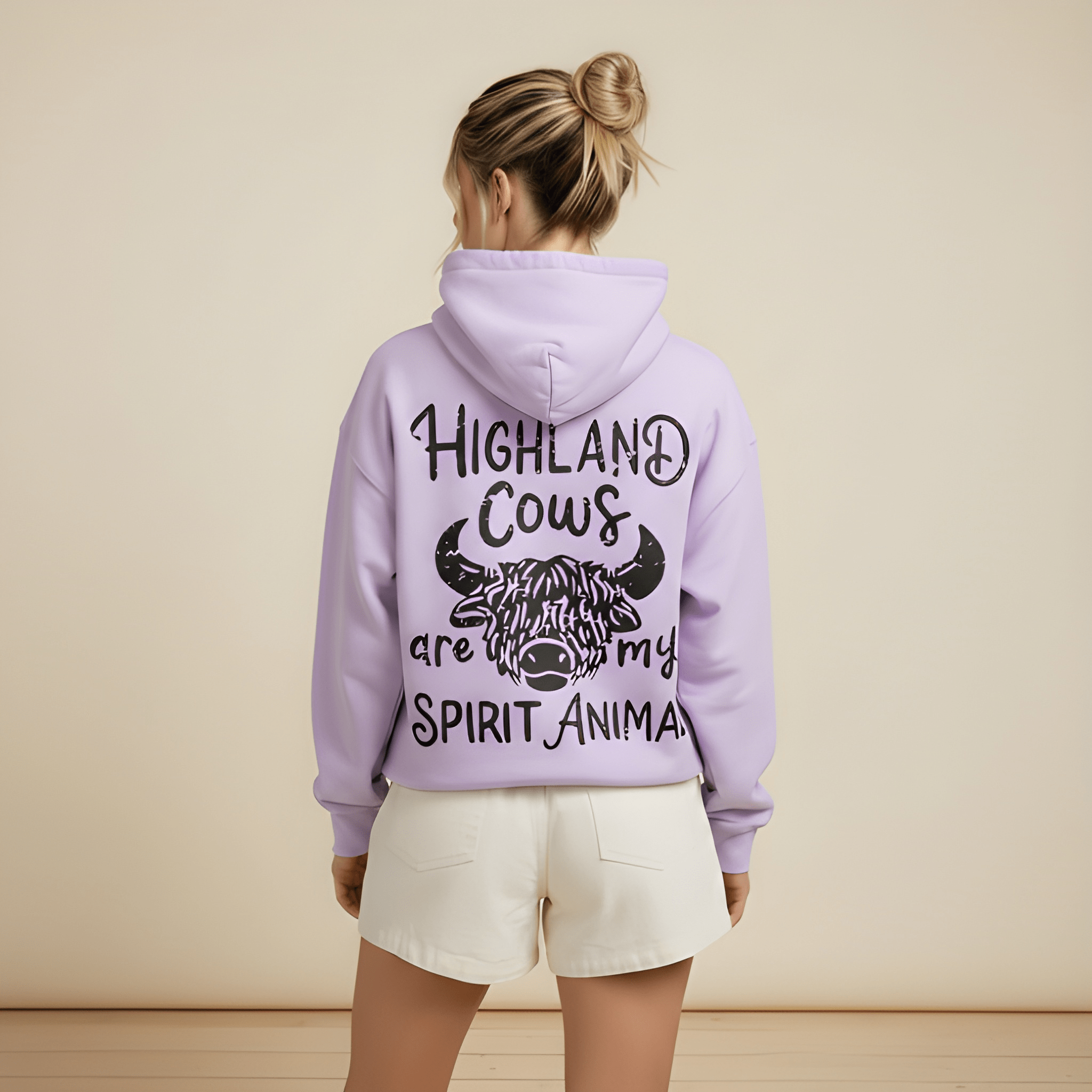 Oversized Highland Cow Graphic Hoodie