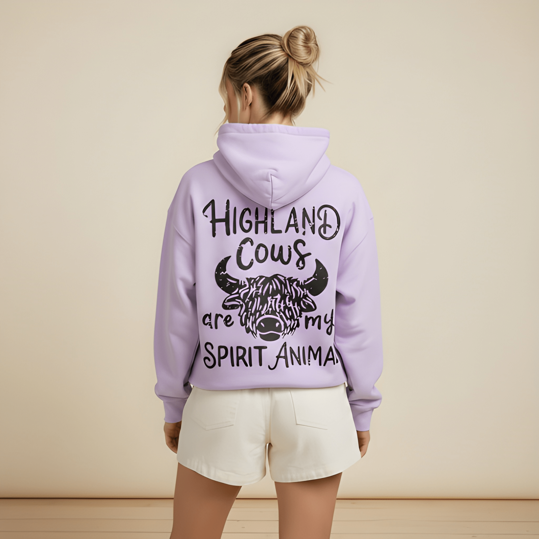 Oversized Highland Cow Graphic Hoodie