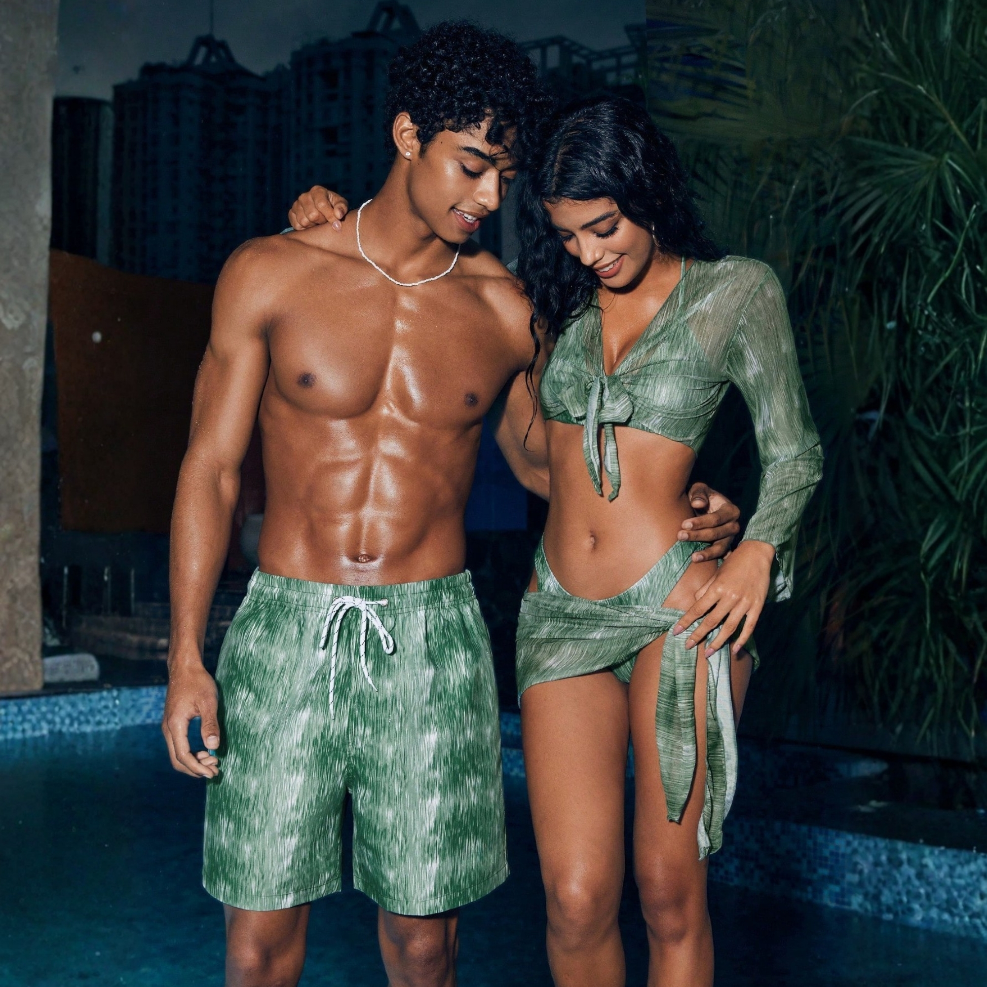  Loose Fit Casual Beach Shorts Couples Matching Swimwear