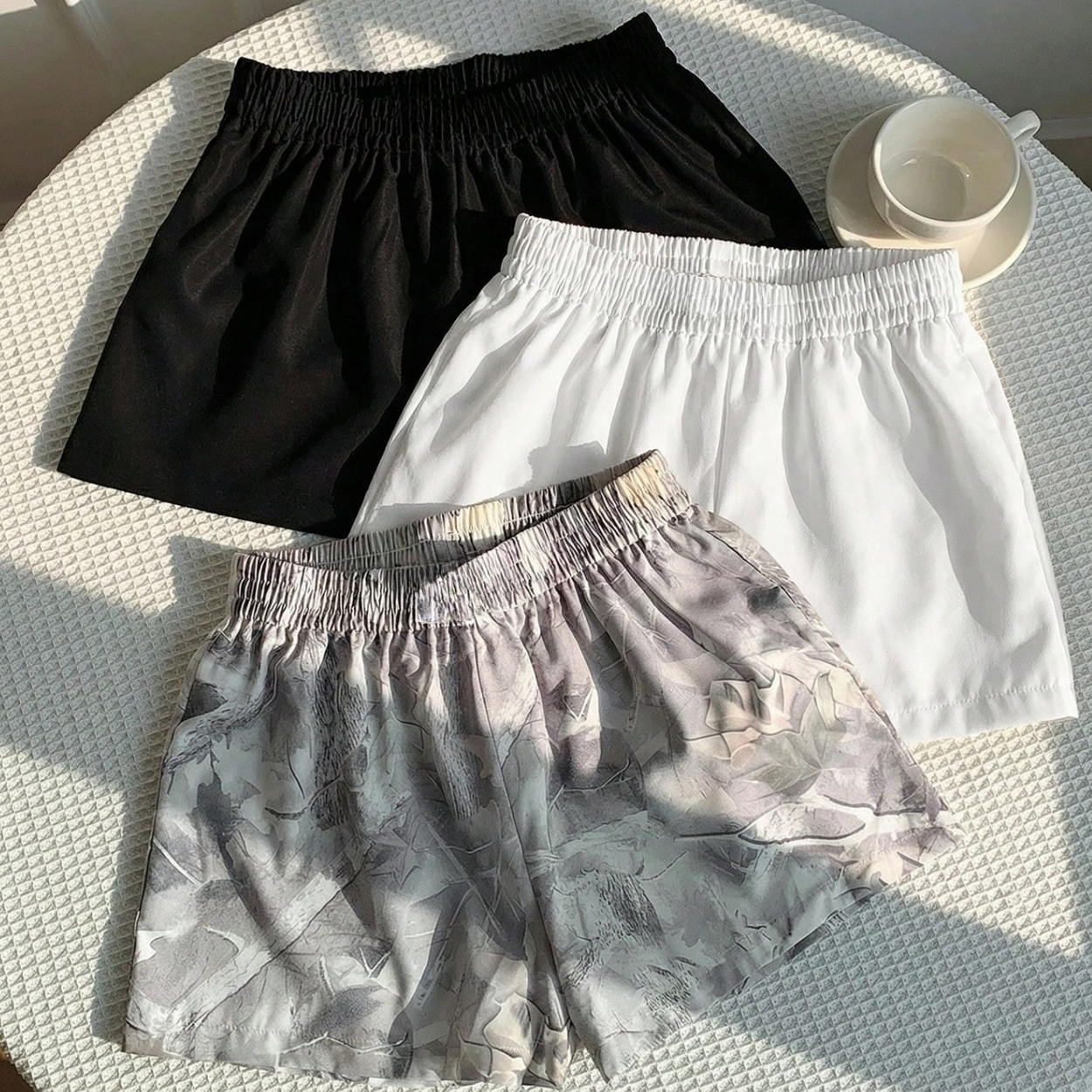 3 Pieces Casual Printed Summer Shorts Set
