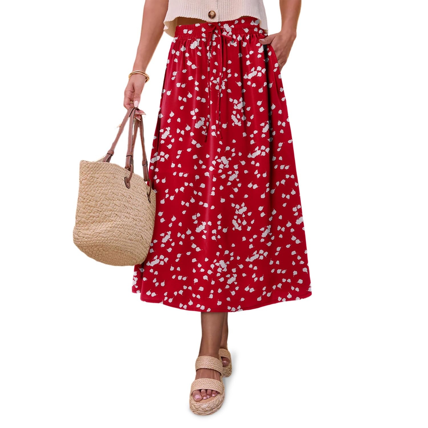 Elastic High Waist A Line Swing Skirt For Women