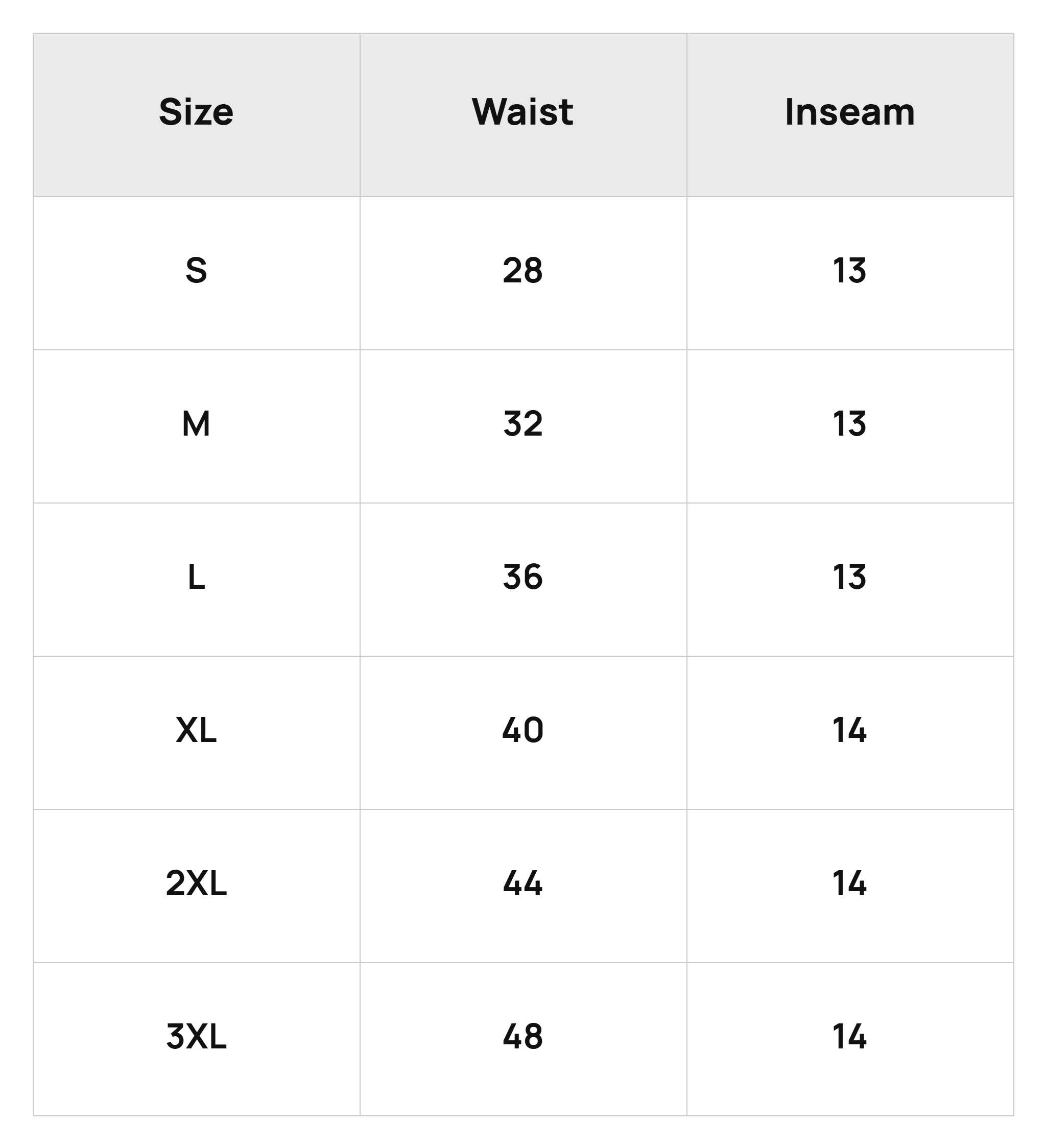 Size Chart