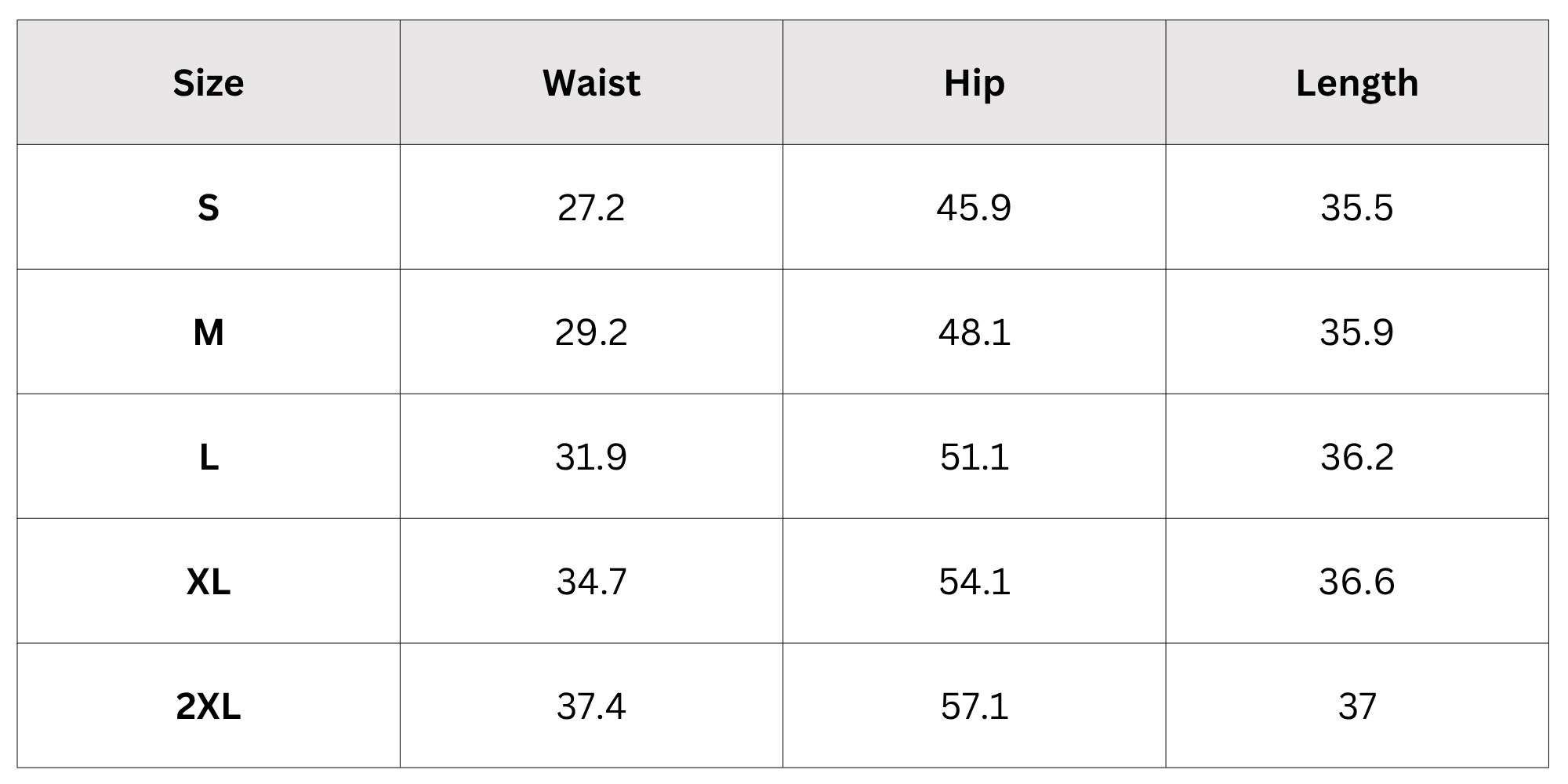 Size Chart