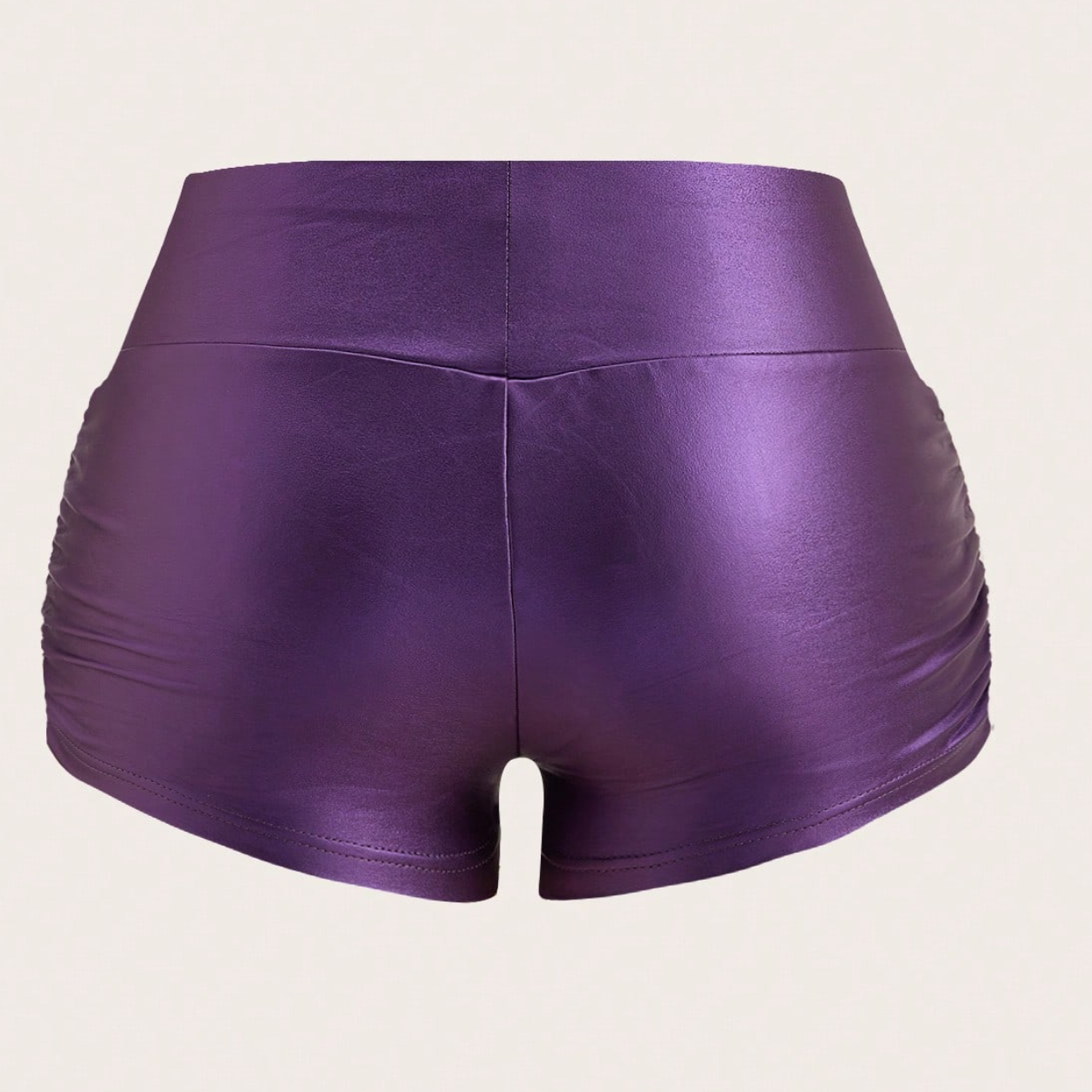 Casual Fitted Ruched Leather Shorts For Women