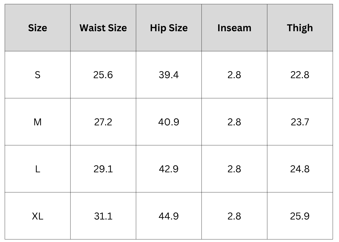 Size Chart