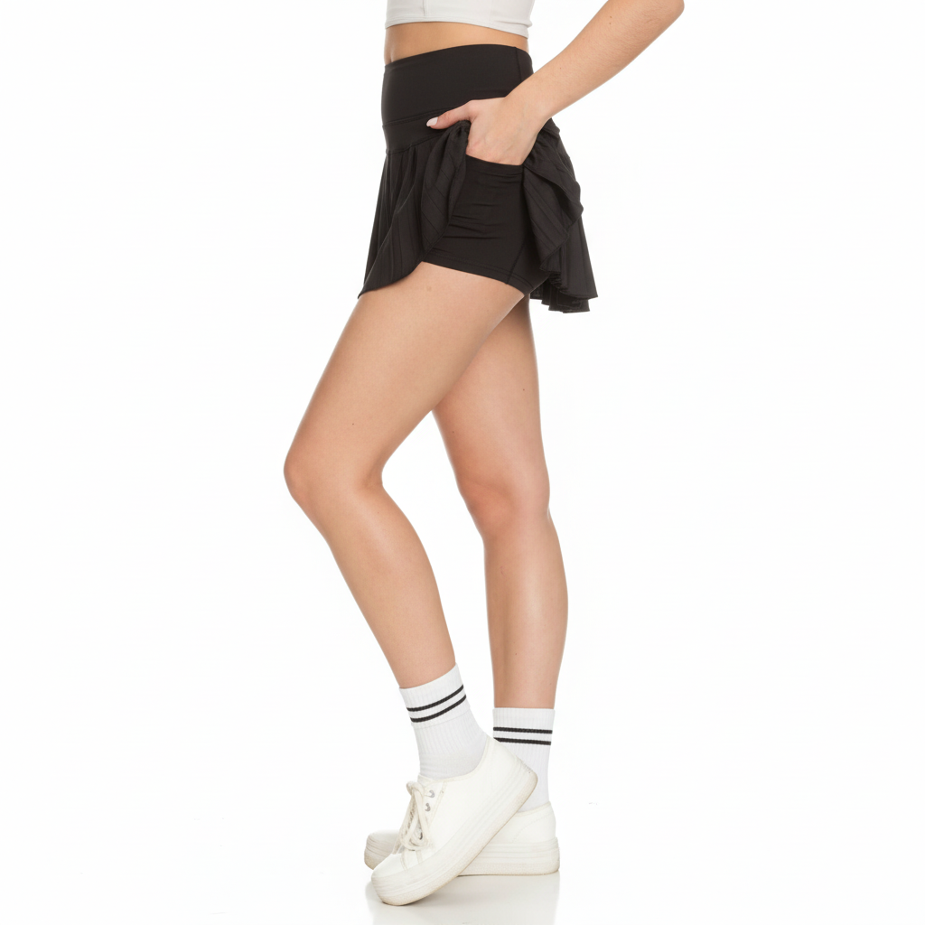 Pleated Tennis Skirt With Built In Shorts For Women