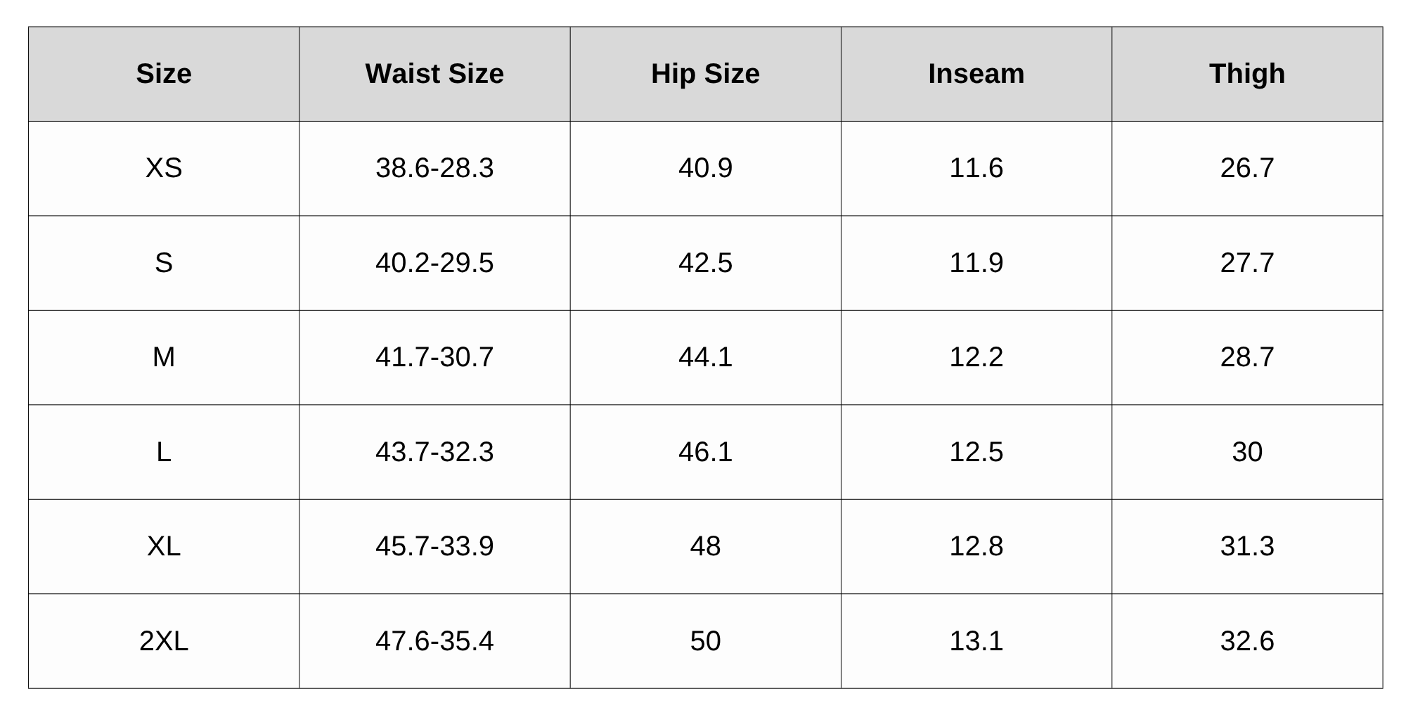 Size Chart